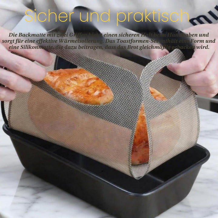 2 Stück Brotformen Zum Backen 25.7×13×5.8cm, mit Backmatte Einleger Für Backofen, Brot Backform 2er