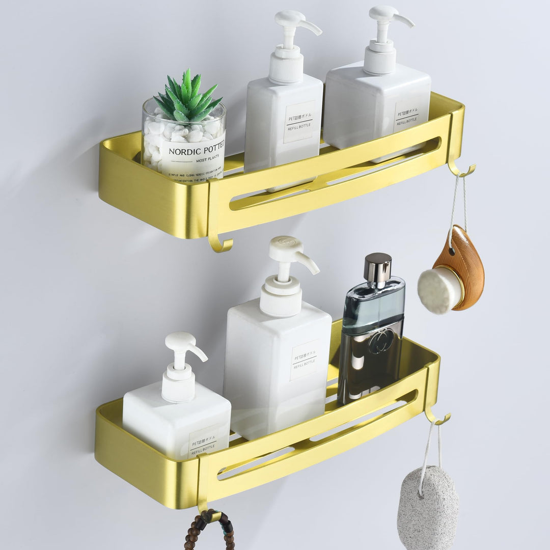 Duschablage Gold, Duschregal Ohne Bohren Dusche Regal für Badezimmer Rostfreies Shampoo Halterung Me