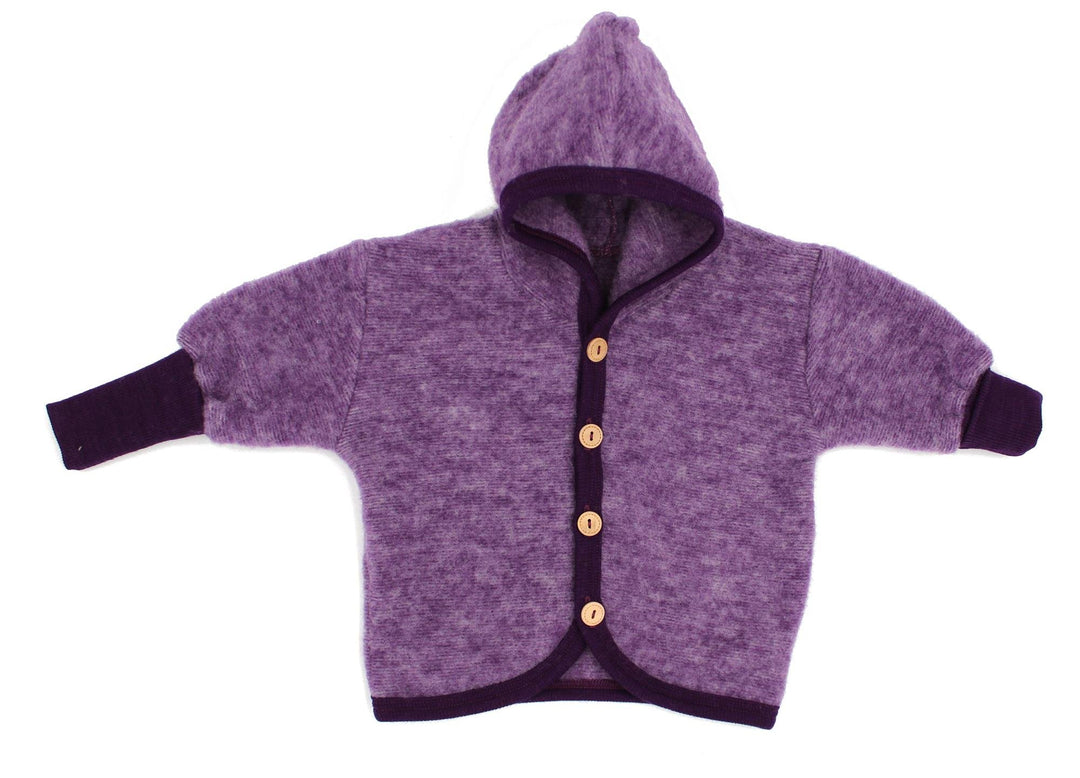 Cosilana Jäckchen mit Kapuze, Grösse 50/56, Farbe Lila melange - Vertrieb nur durch Wollbody®