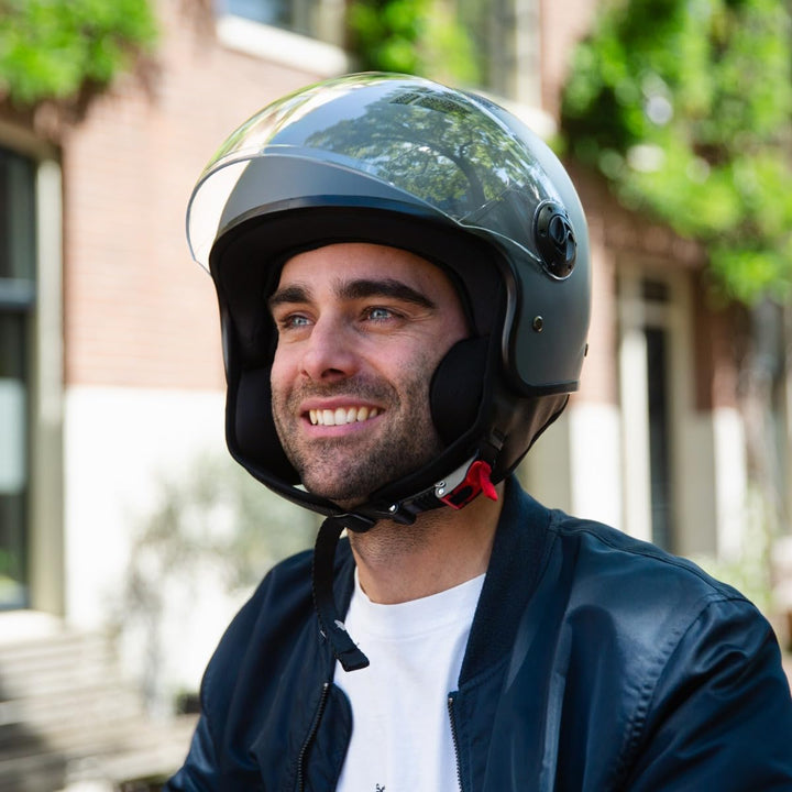 VINZ Como Jethelm mit Visier Herren und Damen | in Gr. XS-XL | Roller Helm Jet Helm Mopedhelm | ECE