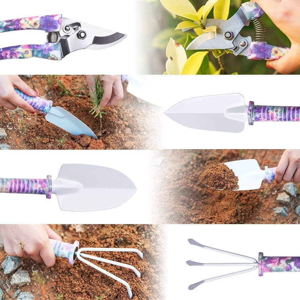 SANDAFI Gartengerät Set,5 Stücke Garten Werkzeug Set für Outdoor und Bakonpflanzen mit Koffer Garten