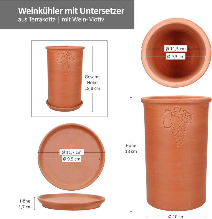 MamboCat | 2er Set Weinkühler + Untersetzer | Ø 12.5 cm | H 20.5 cm | Flaschen-Kühler für Wasser, We