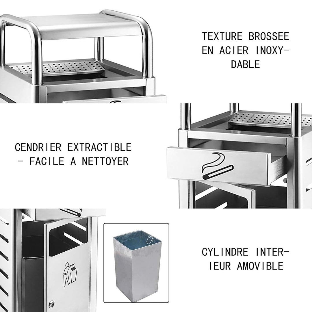 Metall-Mülleimer für den Aussenbereich mit separatem Aschenbecher, abnehmbarem Inneneimer, grosser M