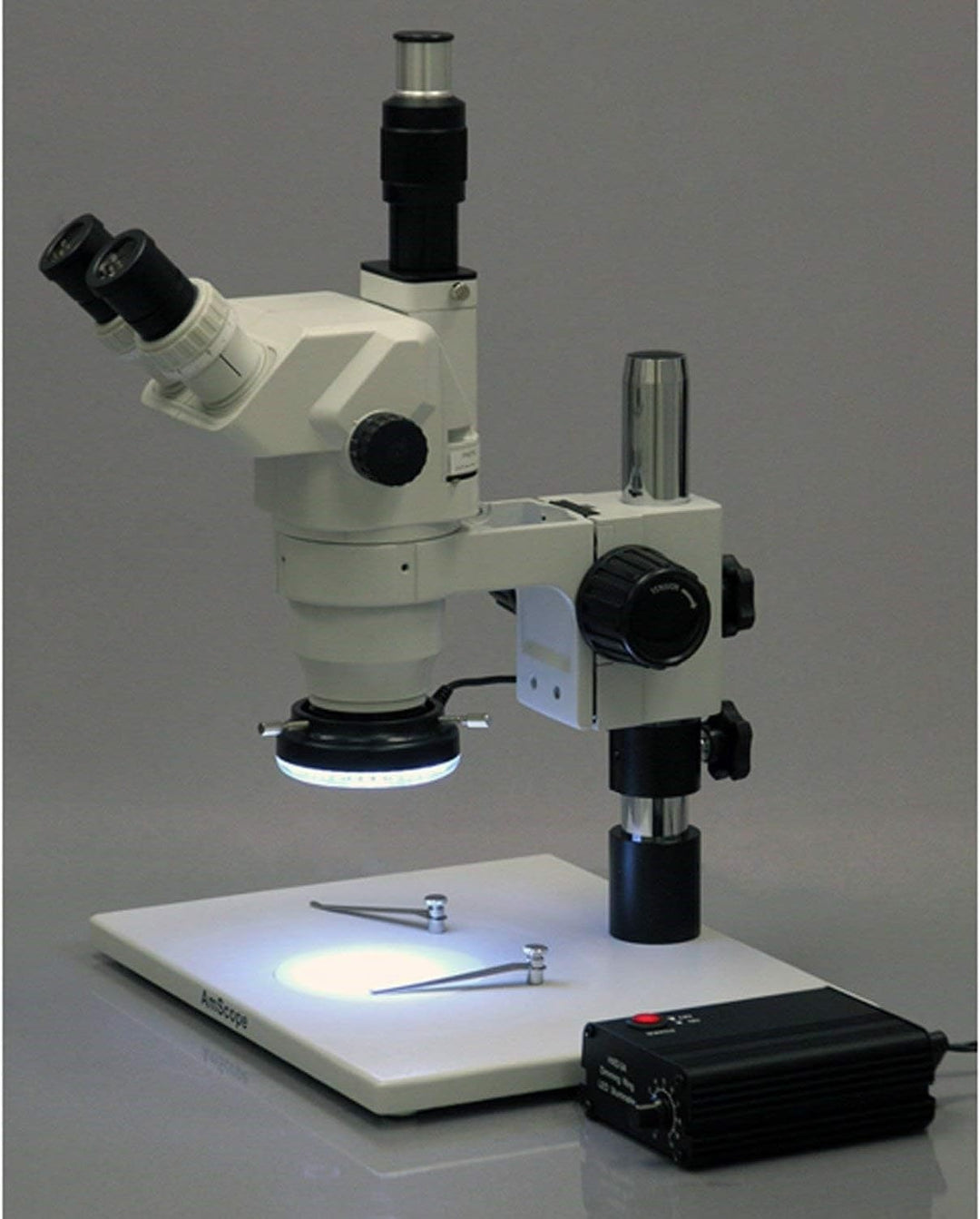 AmScope LED-80MB 80-LED Mikroskop Ringlicht mit Metallgehäuse und Adapter, schwarz