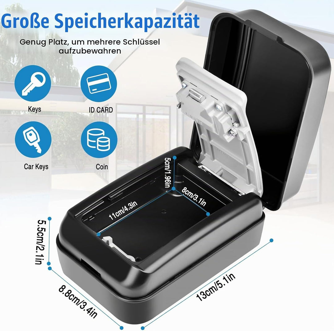 Schlüsseltresor mit Zahlencode, Gross Schlüsselsafe Aussen 4 Stellig Wasserdicht Schlüsselbox mit Co