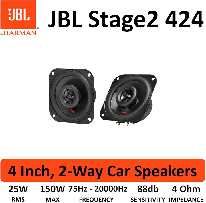 JBL Stage2 424 2-Wege Auto Lautsprecher Set von Harman Kardon - 150 Watt KFZ Autolautsprecher Boxen