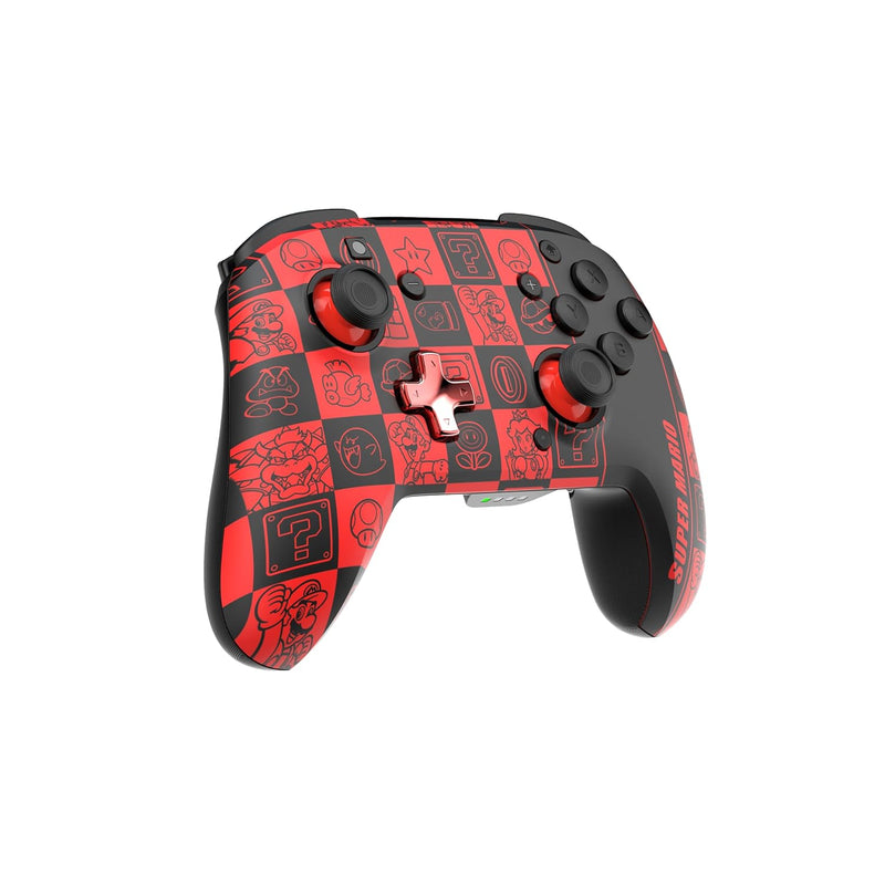 PDP Official Wireless Deluxe Controller Nintendo Switch GLOW - Super Icons Super Icon Red and Black,