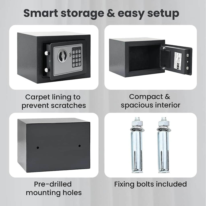 vidaXL Digitaler Safe mit Schloss Dunkelgrau 23 x 17 x 17 cm Stahl, Heim-Büro, moderner digitaler Sa