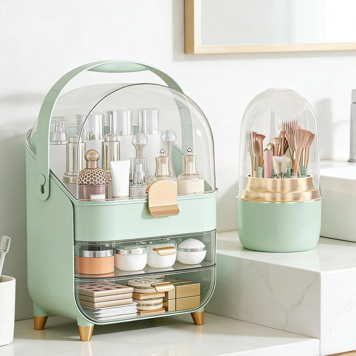 2 StüCk Make Up Organizer & Drehbar Pinselhalter, GrossE KapazitäT ParfüM Organizer, Kosmetik Organi