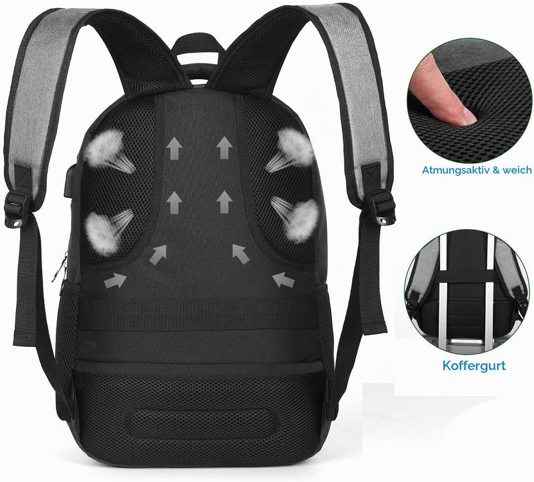 YAMTION Rucksack Laptop Rucksack Studenten Herren Rucksack Daypack mit USB-Ladeanschluss für Schule
