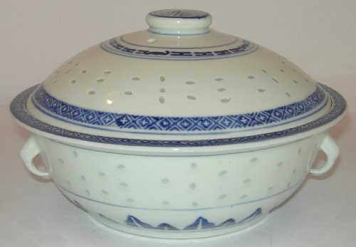 Terrine mit Deckel - Ø 20 cm - Keramik - Reiskorn-Motiv