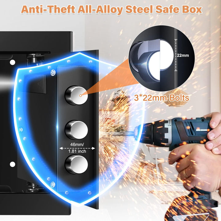 25L Safe Tresor Feuerfest mit Feuerfester Wasserdichter Geldtasche, Digitaler Tresor Klein mit Herau