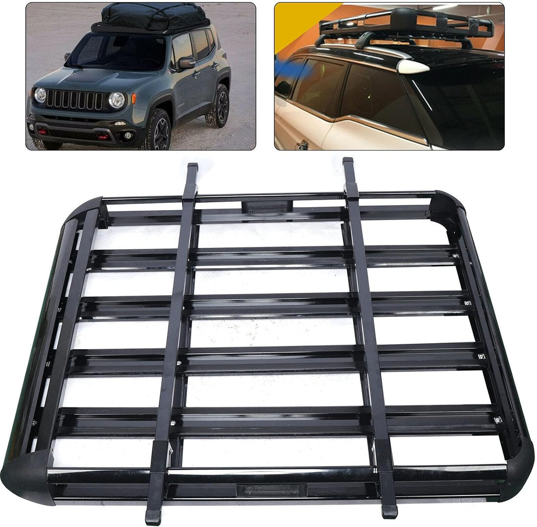 Schwarz Aluminium Dachgepäckträger Korb, Gepäckträger 127 x 97 cm, Gepäck Fracht Träger Kapazität 15