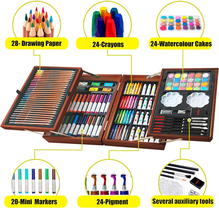 KINSPORY Malkoffer Kinder, 139 Stück Malset Kinder, Malkasten für Kinder, Deluxe Farben Koffer für K