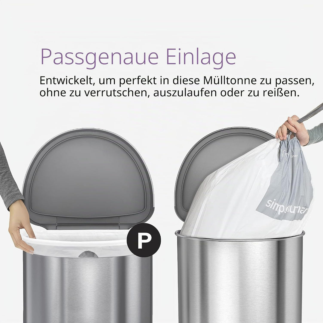 simplehuman CW0263 Code P passgenaue Müllbeutel, 50-60 Liters, 3 x Packung mit 20 (60 Stück), weisse