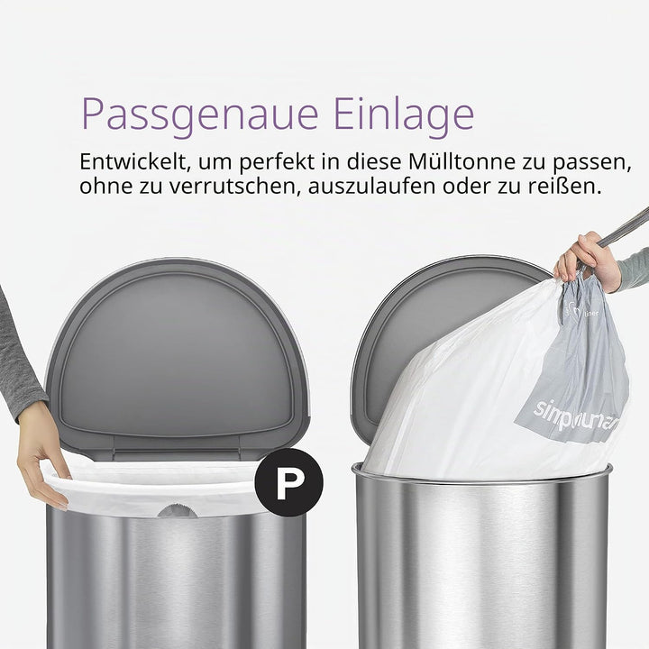 simplehuman CW0263 Code P passgenaue Müllbeutel, 50-60 Liters, 3 x Packung mit 20 (60 Stück), weisse