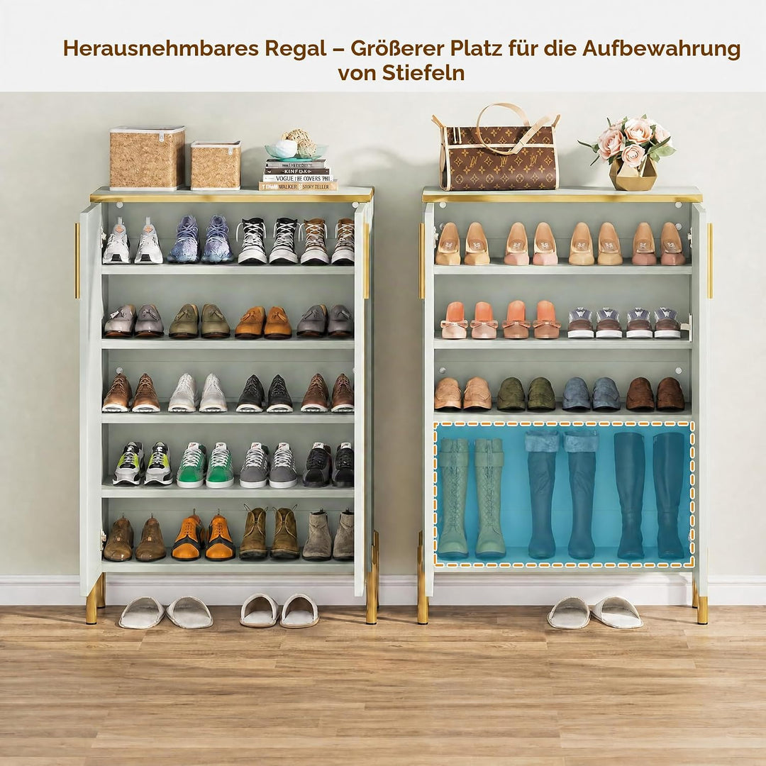 LITTLE TREE Schuhschrank, 5-stufiger Schuhschrank mit 2 Türen, freistehender Schuhregal Schuhkommode