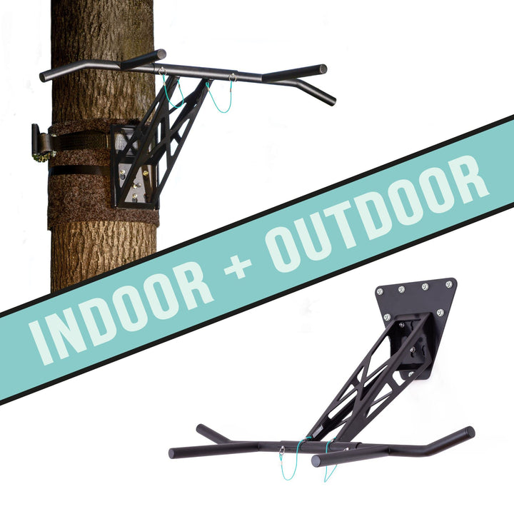 PULLUP & DIP Premium Klimmzugstange und Dip Stange, Mobil für Wand und Befestigung an Baum & Pfosten