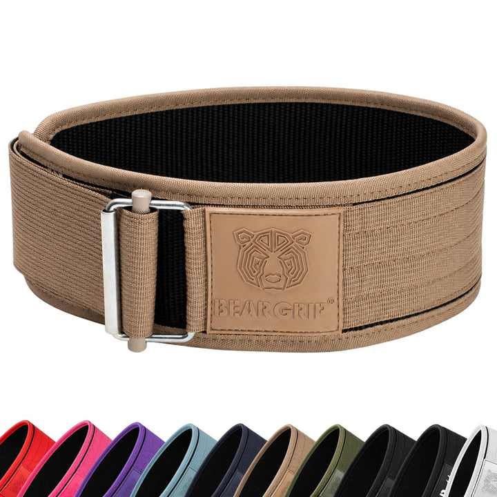 BEAR GRIP - Selbstverriegelnder Gewichthebergürtel, Premium Gewichthebergürtel für Crossfit, Powerli