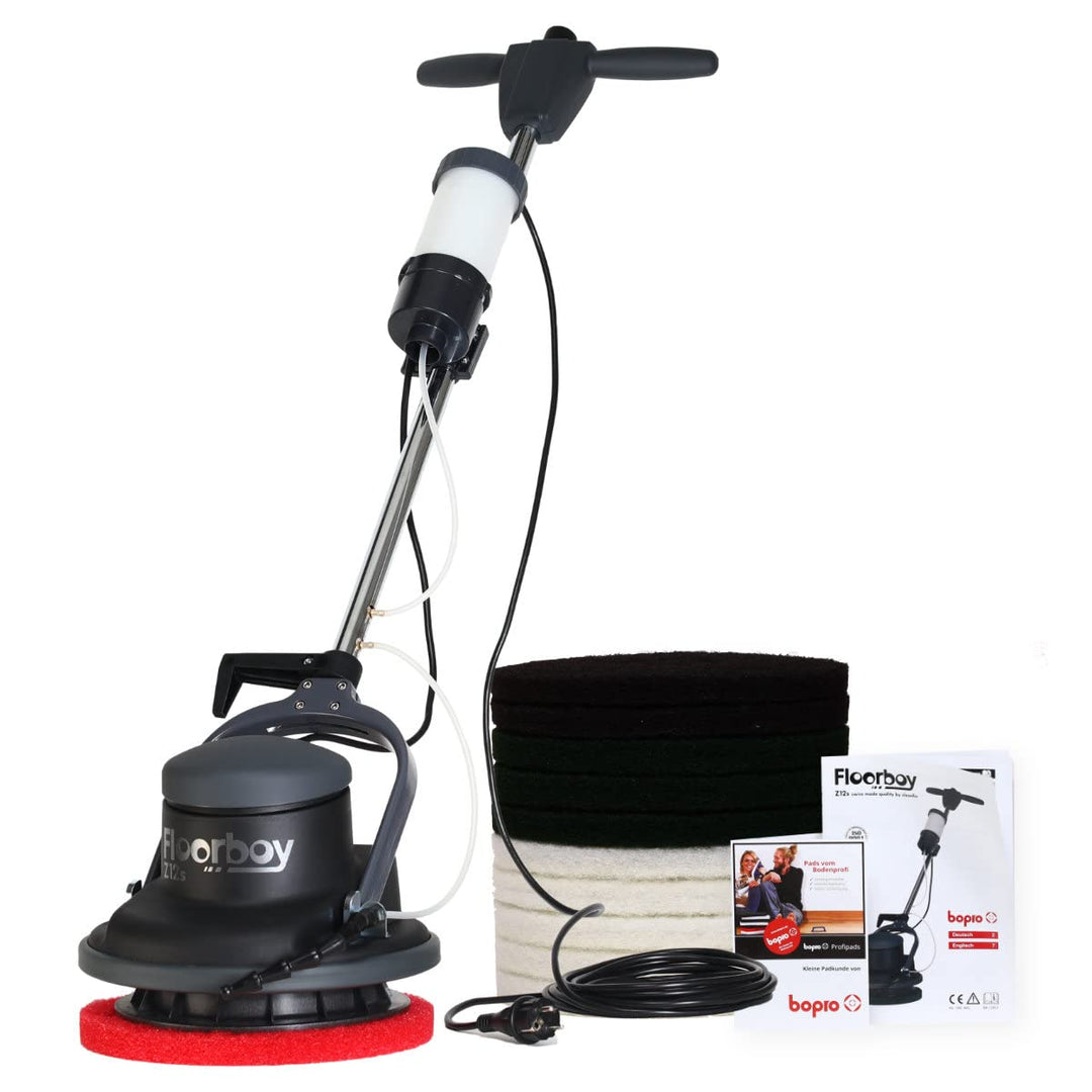 Floorboy® Universalset mit 12 Zoll Einscheiben Reinigungs- und Poliermaschine mit Tank, Pads und Tre