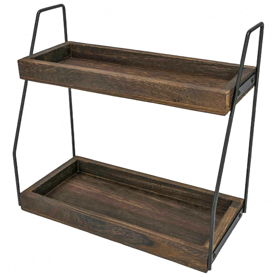 XUDREZ Kaffee Organizer, 2-stöckig Kaffeebar Zubehör Organizer Holz kaffeestation tassenregal, Küche