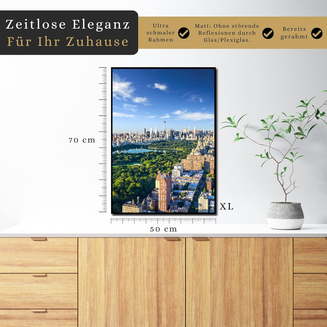 daazoo Wandbild New York Central Park | 50 x 70 cm Hochformat | Bild mit Rahmen | Einrichtung Poster