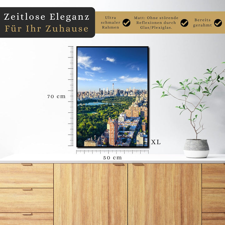 daazoo Wandbild New York Central Park | 50 x 70 cm Hochformat | Bild mit Rahmen | Einrichtung Poster