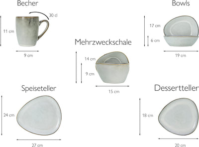 CreaTable, 23768, Serie CLOUDY, offwhite, Geschirrset, Kombiservice 10 teilig, Offwhite