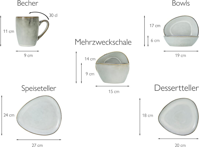 CreaTable, 23768, Serie CLOUDY, offwhite, Geschirrset, Kombiservice 10 teilig, Offwhite