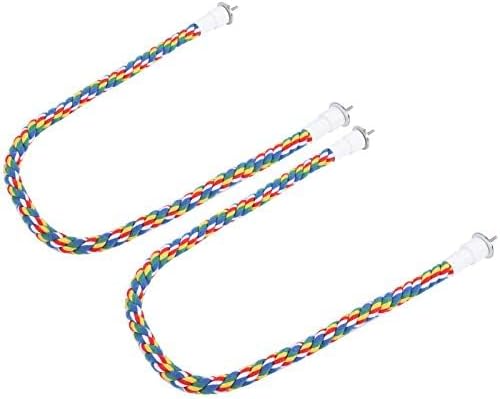 Bird Chew Rope, 2 Stück Bunt Gefärbte Vogel Barsch Stand Baumwolle Vogel Leiter Spielzeug Vogelkäfig