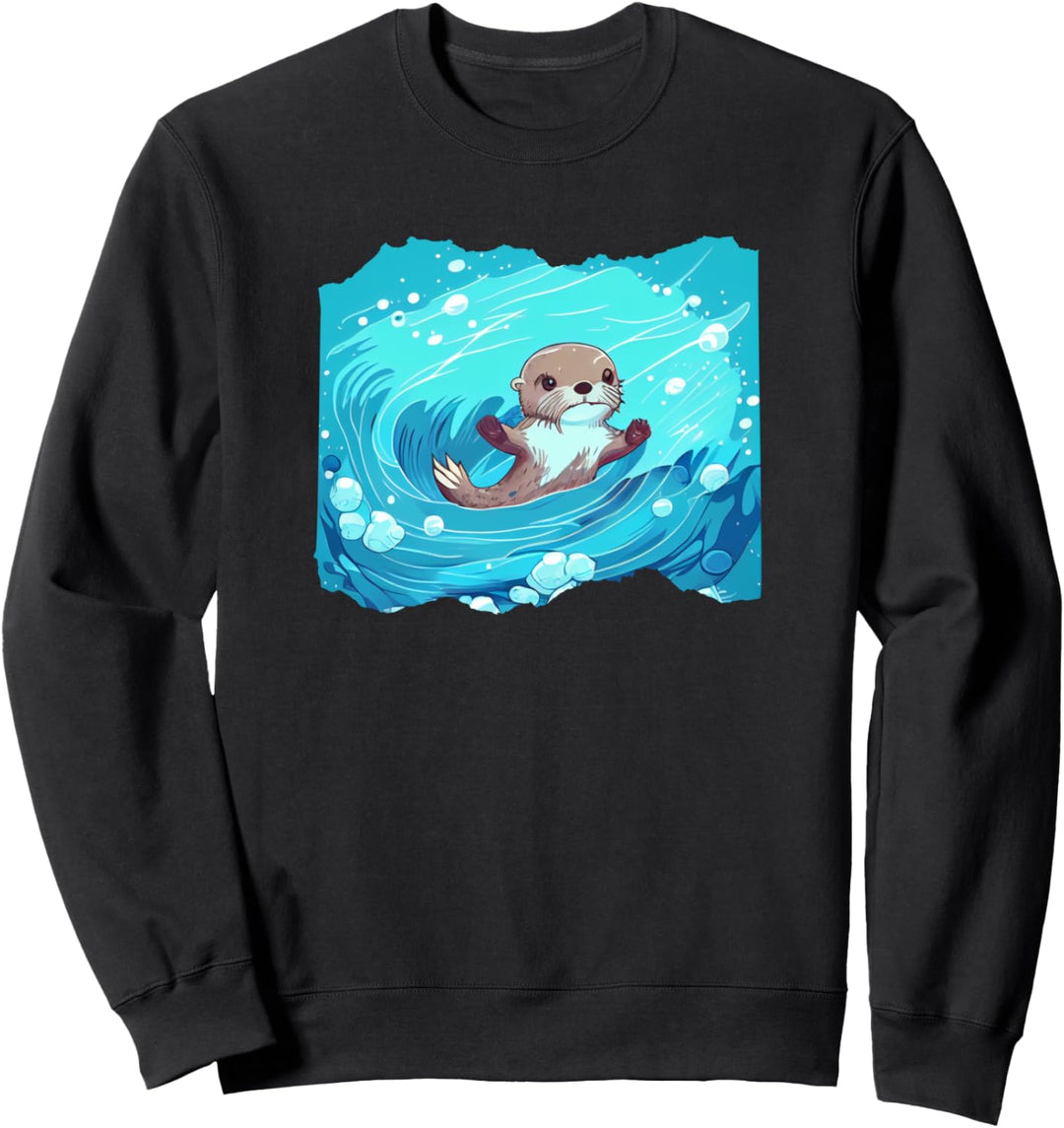 Niedlicher Otter Schwimmen Sweatshirt