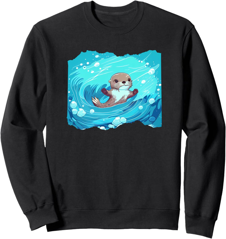 Niedlicher Otter Schwimmen Sweatshirt