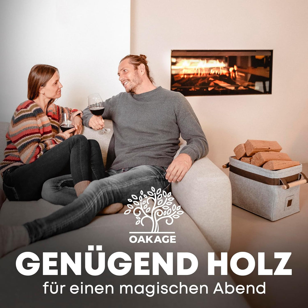 OAKAGE® Holzkorb für Kaminholz Gross [Integrierter Metallrahmen für Zusatzstabilität] Kaminholzkorb