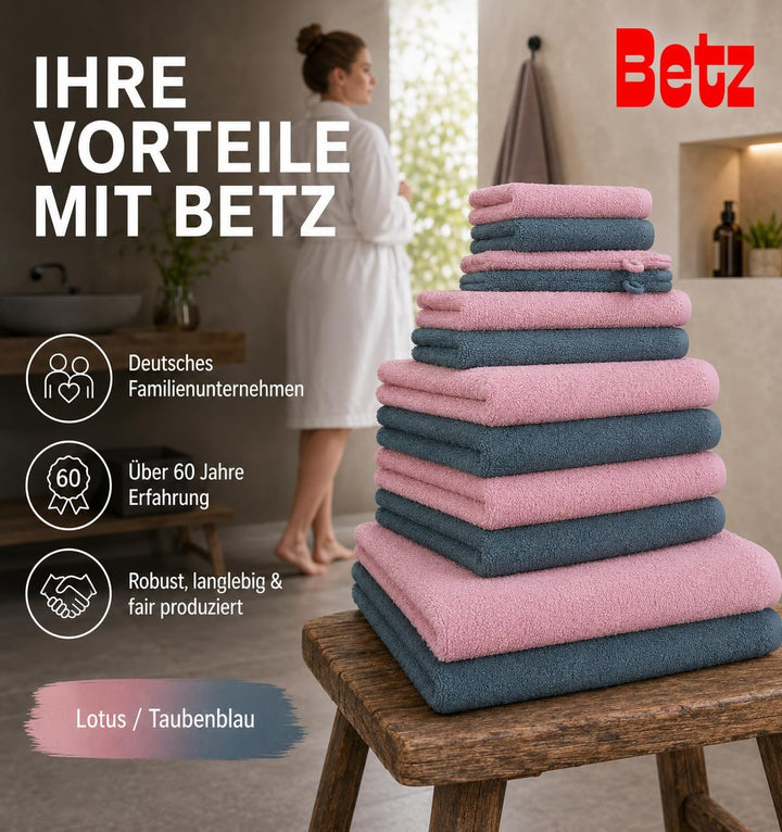 Betz 12 TLG. Handtuch Set Berlin 100% Baumwolle 2 Liegetücher 4 Handtücher 2 Gästetücher 2 Seiflappe