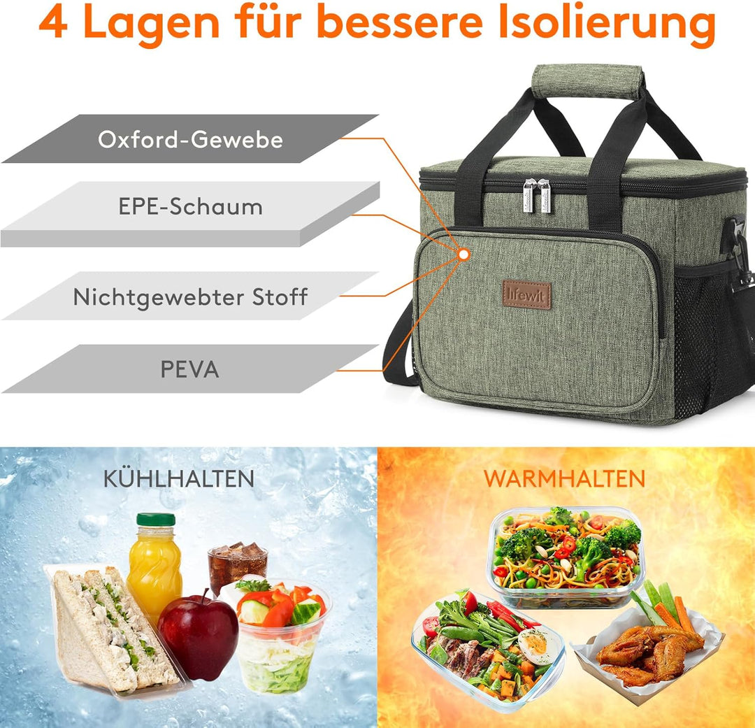 Lifewit Grosse Kühltasche Faltbar, Lunchtasche, Thermotasche Isoliertasche Picknicktasche für unterw