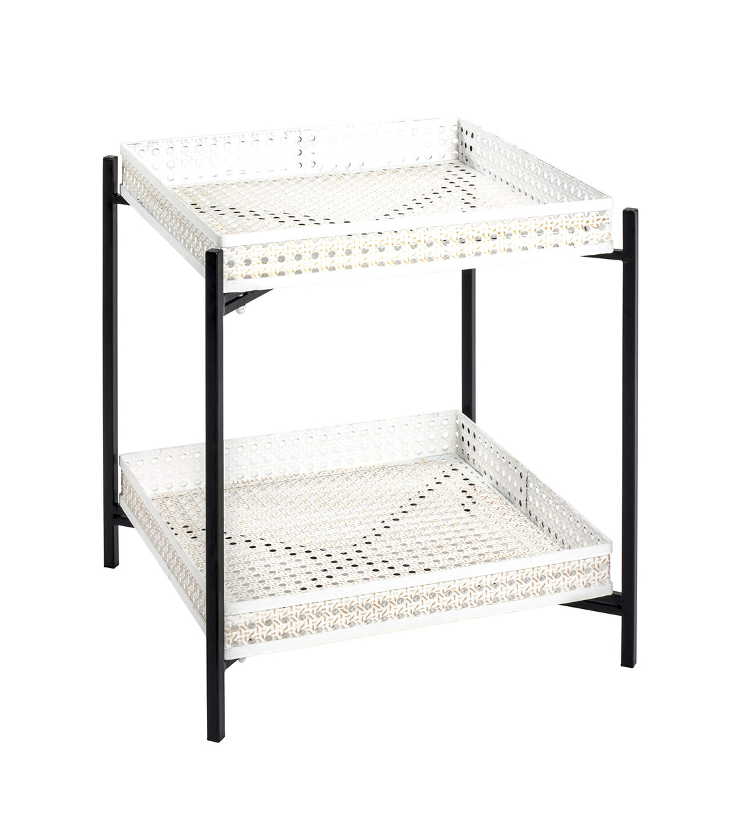HAKU Möbel Beistelltisch, Metall, schwarz-creme, B 42 x T 42 x H 50 cm 42 x 42 x 50 cm, 42 x 42 x 50