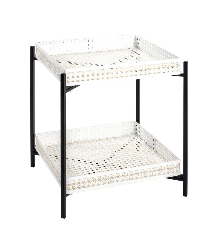 HAKU Möbel Beistelltisch, Metall, schwarz-creme, B 42 x T 42 x H 50 cm 42 x 42 x 50 cm, 42 x 42 x 50