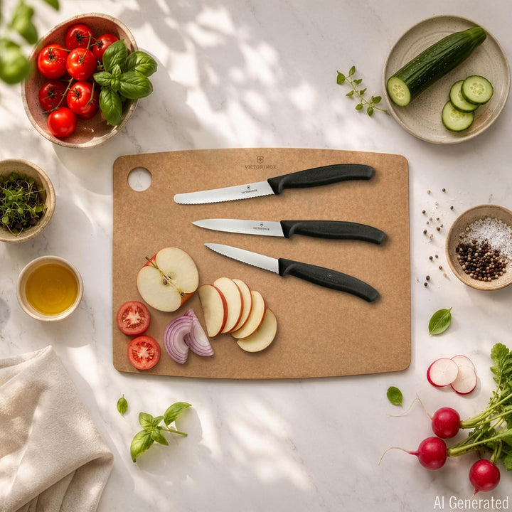 Victorinox Swiss Classic Küchenmesser Set, 3teilig, Gemüse-, Tomaten- und Frühstücksmesser, Rostfrei