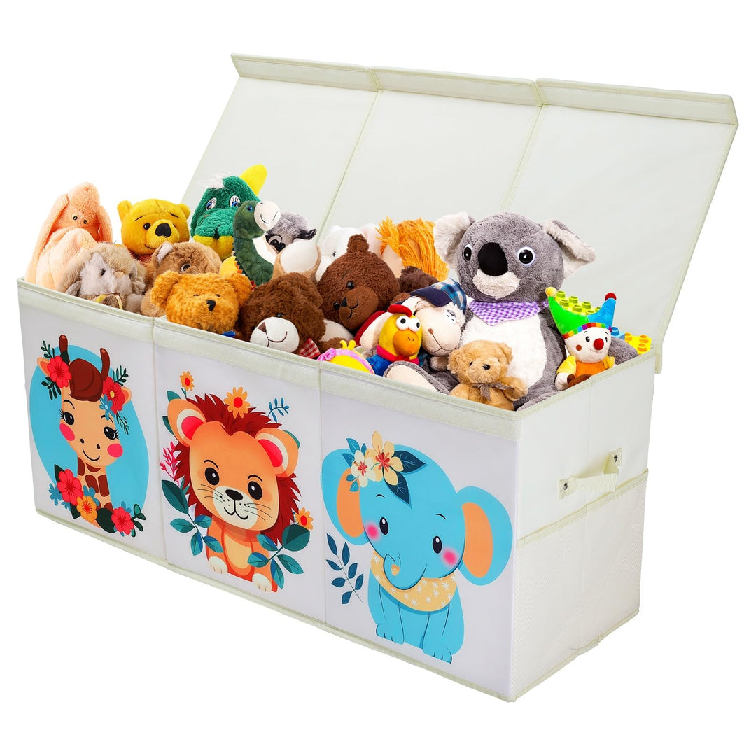 Gross Aufbewahrungsbox mit Deckel Kinder, Zusammenklappbare Oxford-Netztaschen Spielzeugkiste mit Gr