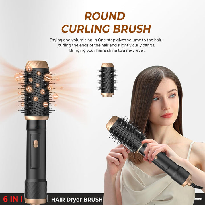 UKLISS Hairstyler 6 in 1 Airbrush Haarstyler | Pro Air Styler Set - 1000W Rundbürstenföhn, Air Curle