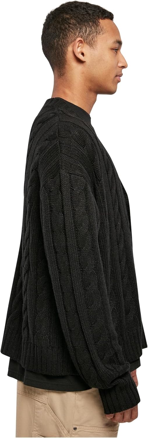Urban Classics Herren Boxy Cardigan Sweatshirts S Schwarz, S Schwarz