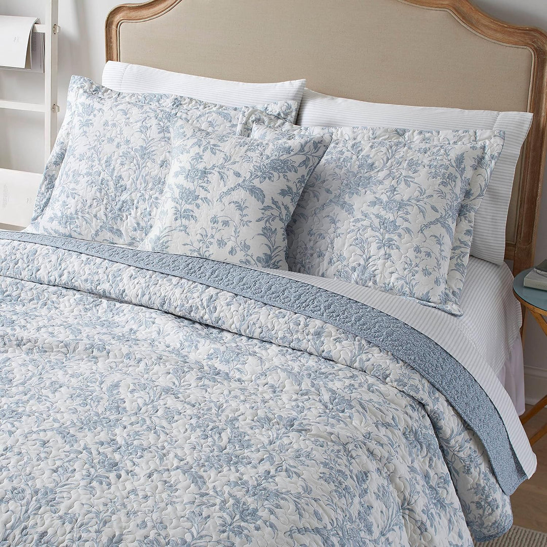 Laura Ashley - Queen-Size-Bettwäsche-Set, Baumwolle, wendbares Bettwäsche-Set mit Kissenbezug, Ganzj