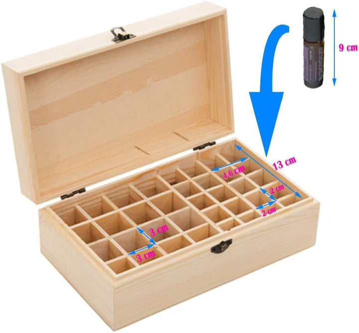 36 Slots Ätherisches Öl Box aus Holz - Bietet Platz für 5 10 15 ml ätherisches Öl-Flaschen - Ideales