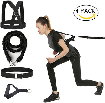 Sunsign 4-Pcs Bungee Resistance Cord Set Fit Solo oder Partner Ideal für Taekwondo Hockey Tennis Fus