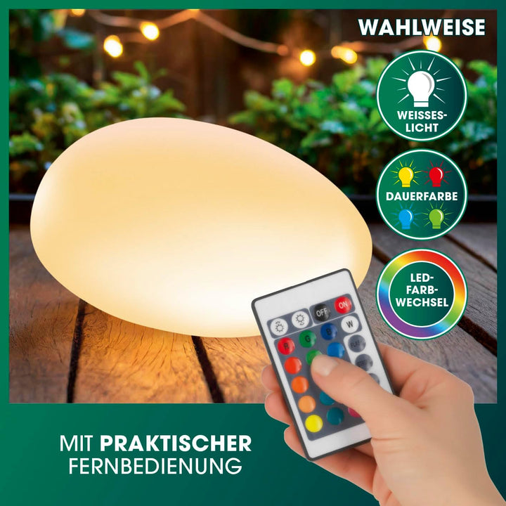 EASYmaxx Solar-Deko-Stein mit Farbwechsel | Moderne Aussen-Gartenleuchte mit Fernbedienung | Solar-K