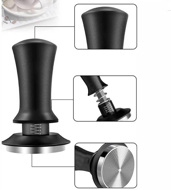Verstellbarer Kaffee Tamper 58mm mit Federautomatik | Höhenverstellbar bis 12 mm, Rutschfester ergon