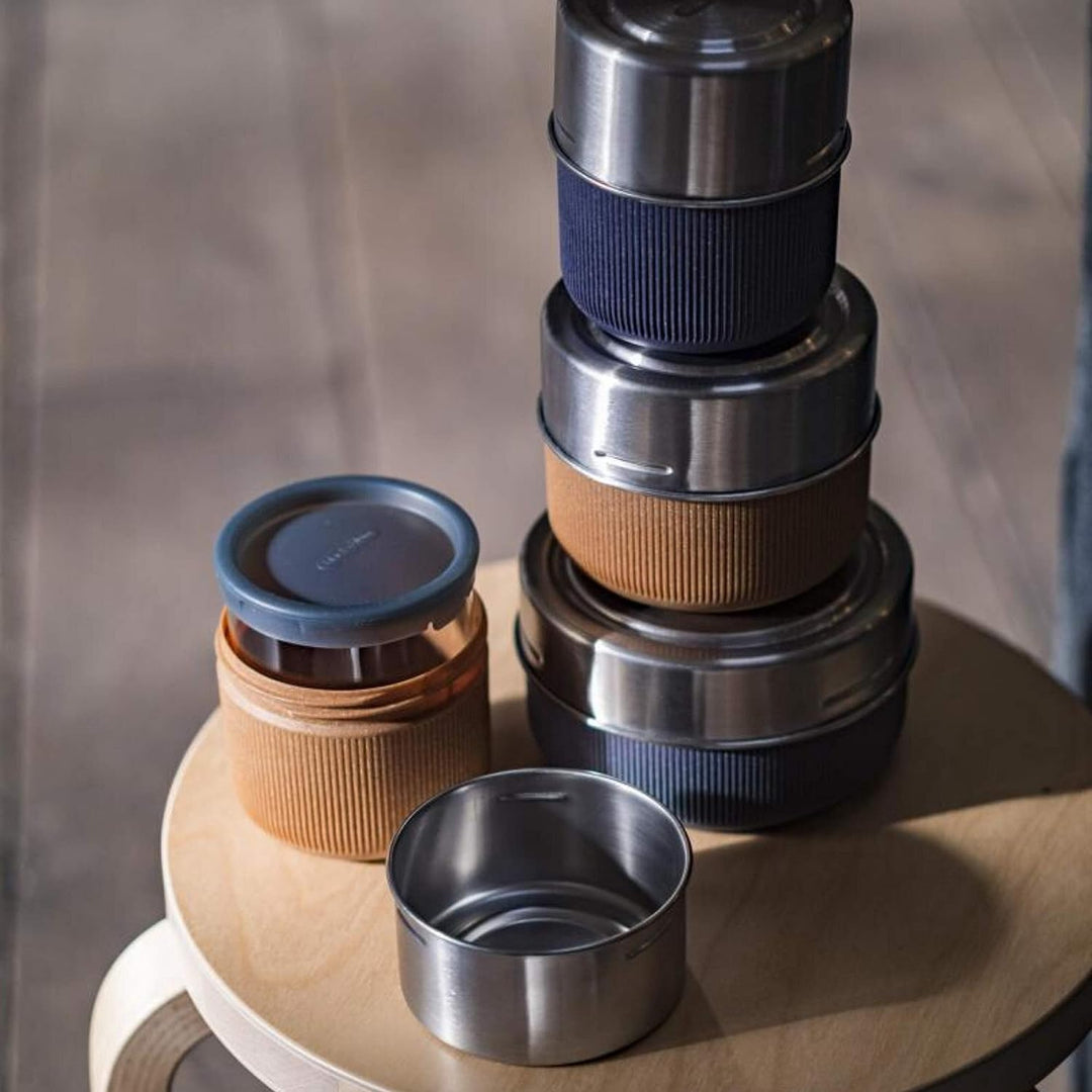 Black+Blum Lunchschale aus Glas | Schiefer | 600 ml | Borosilikatglas mit Schutzhülle aus nachhaltig