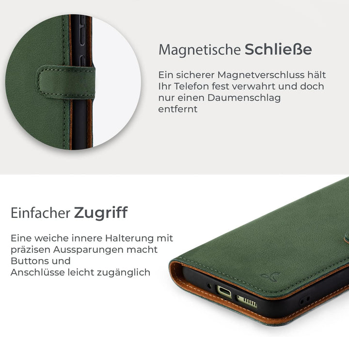 Snakehive Samsung Galaxy A34 Hülle Leder - Stylische Handyhülle mit Kartenhalter & Standfuss - Handy