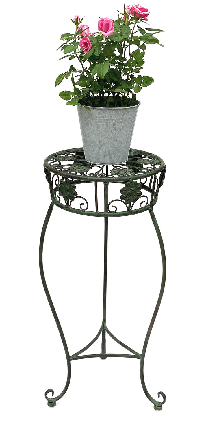 DanDiBo Blumenhocker Metall Grün Rund 60 cm Blumenständer 96008 M Blumensäule Antik Pflanzenständer