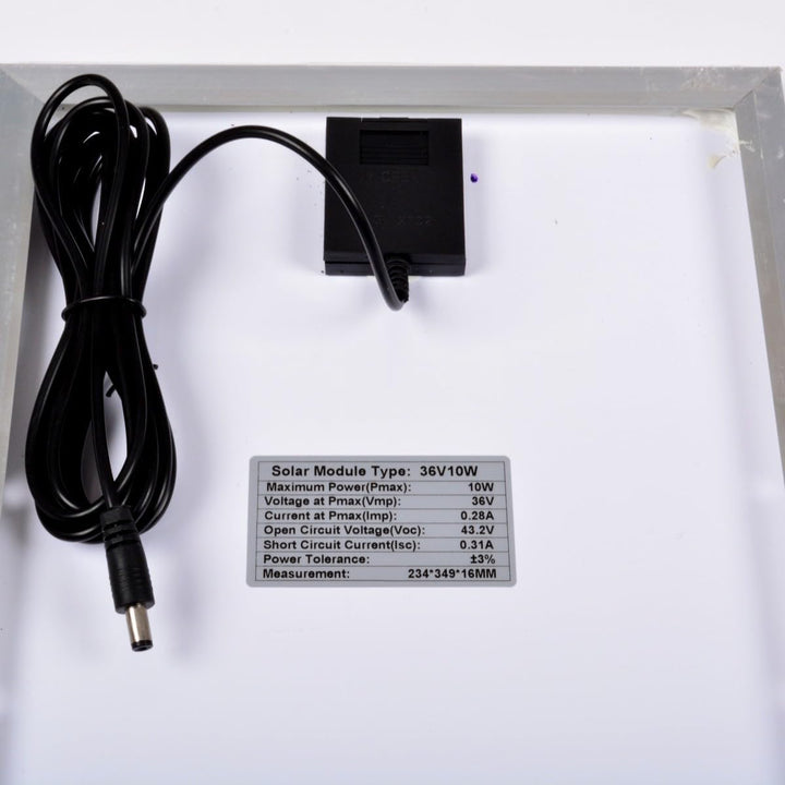 AFTERTECH 10 W 24 V Photovoltaikmodul - Solarpanel - Monokristallin 10 Wp 36 V Ideal für 24 V System